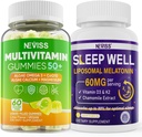 NEVISS Women & Men's 50+ Multivitamin Gummy and Melatonin 60mg Bundle