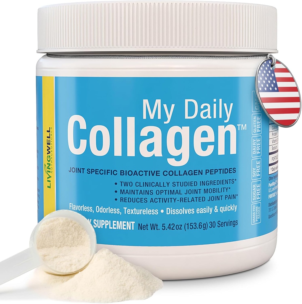 My Daily Collagen - Premium Multi Collagen Peptides Powder with Vitamin C for Joint Support, Cartilage Health, Knotted Shoulders, & Knee Comfort for Men and Women - Flavorless - 30 Servings