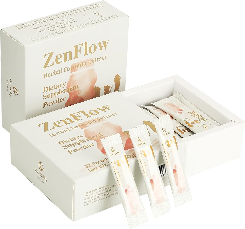 ZenFlow, PMS and Menstrual Support, TCM, Dong Quai, Promote Healthy Uterus, Kideny and Bladder, Promote Urogenital Function, Women's Health, (32 Packets - 1 Box)