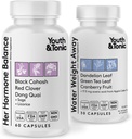 Youth & Tonic PMS & Menopause Bloating Relief Duo – Support for Puffiness, Hormonal Balance & Fluid Retention – Her Hormone Balance + Water Weight Away Natural Herbs for Women, 90 Capsules