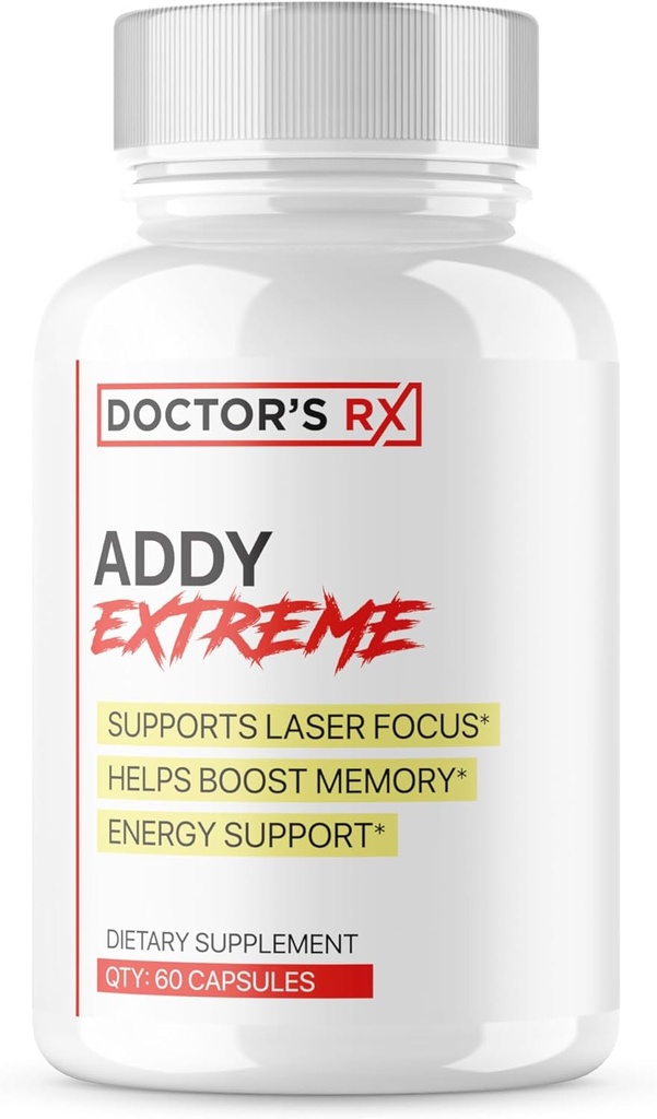ADDY Extreme | Brain Support Pills for Maximum Focus, Boosted Memory & Natural Energy w/Limited Crash or Jitters | Ultra Strength + 38 Ingredients | 3rd Party Tested & USA Made - 60 Pills
