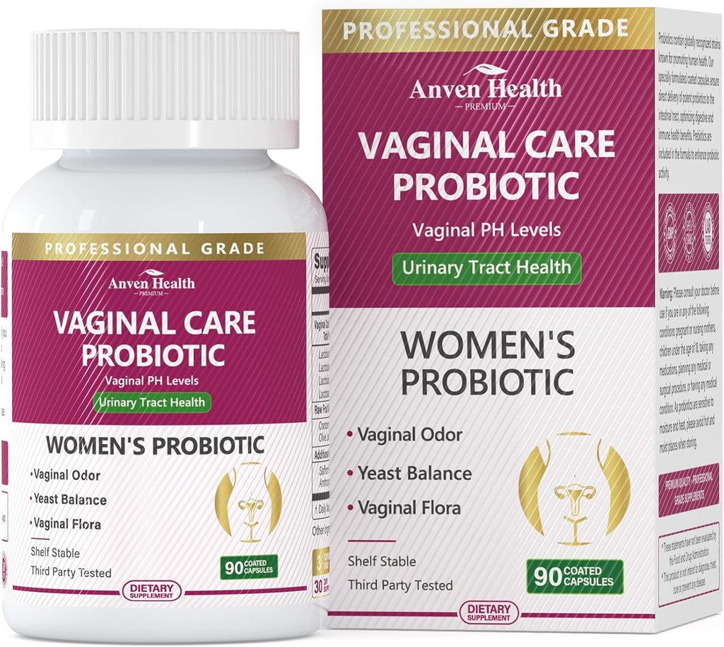 Vaginal Probiotics for Women pH Balance with Prebiotics - 60 Billion CFU for Odor, Yeast & Digestion - Cranberry for Urinary Tract & Hormonal Balance - Vegan & Non-GMO | 90 Capsules
