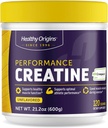Healthy Origins® Performance Creatine with Creapure®, Unflavored Micronized Powder, Supports Muscle Function, Energy & Recovery, 21.2oz (600g), 120 Servings