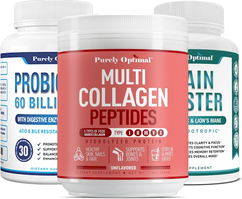 Purely Optimal Probiotics 60B + Collagen Powder + Brain Booster