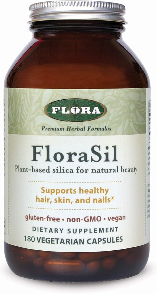 Flora FloraSil 180 Veg Capsules - Silica Supplement with Horsetail Extract for Healthy Hair, Skin, and Nails* - Supports Collagen Formation