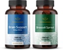 HERBAMAMA Brain Support & Broccoli Sprout Kit - Bundle of 1400 mg Brain Support Complex &1000 mg Broccoli Sprout Capsules - Vegan, Non-GMO, Gelatin-Free - 2 Pack