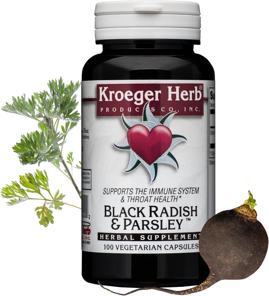 Kroeger Herb Products, Black Radish and Parsley Supplement, Immunity Support, Liver Health & Gallbladder Support with Black Radish, Vegetarian, Non-GMO, Gluten Free, No Preservatives, Made in USA