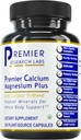 Premier Research Labs Calcium Magnesium Plus - Calcium Magnesium Supplement, Calcium Supplement, Pure Magnesium, Mushroom Complex with Reishi & Lions Mane - 300 Vegetarian Capsules