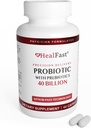 HealFast Physician Formulated Probiotic Supplement - 40 Billion CFU - Live Prebiotics and Probiotics for Men and Women - Probiotics for Gut Health - Non-GMO and Vegan - 30 Day Supply
