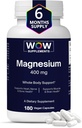 WOW Supplements Magnesium 400 mg Complex - Supplement for Men and Women - Citrate, Aspartate & Magnesium Oxide 400mg - 180 Capsules