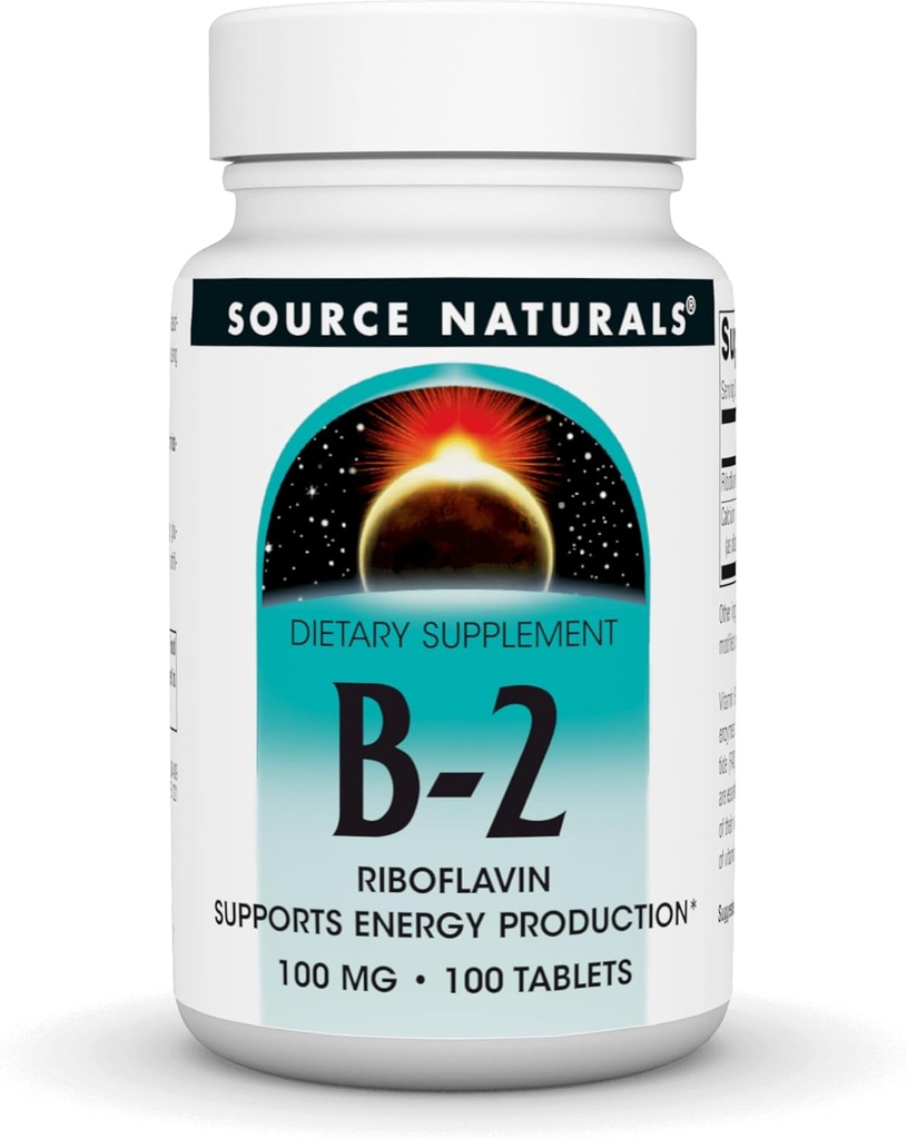 Source Naturals Vitamin B-2 Riboflavin 100 mg Supports Energy Production - 100 Tablets