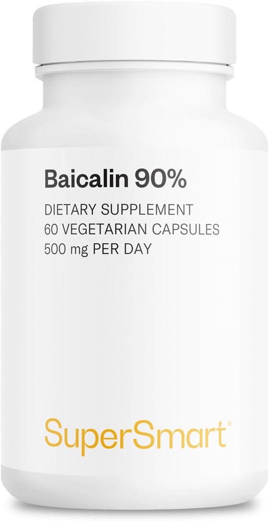 Supersmart - 90% Baicalin 500mg per Day (Scutellaria Baicalensis) - Chinese Skullcap Extract Supplement | Non-GMO & Gluten Free - 60 Vegetarian Capsules