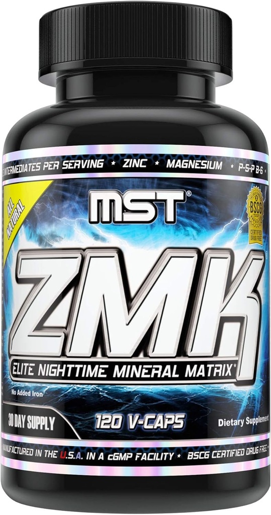 MST ZMK (Zinc & Magnesium as Krebs Chelates (as Citrate, Fumarate, Malate, Succinate, Alpha-Keto-Glutarate. With Mineral Support Blend & Trace Minerals. Support ATP, Sleep, Muscle Recovery, 120 V Caps