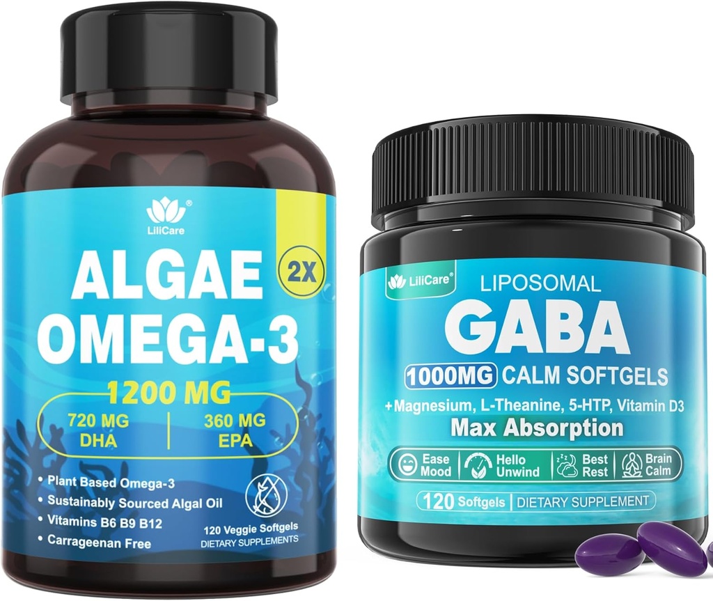 GABA Supplement +Vegan Omega-3 Algae Oil