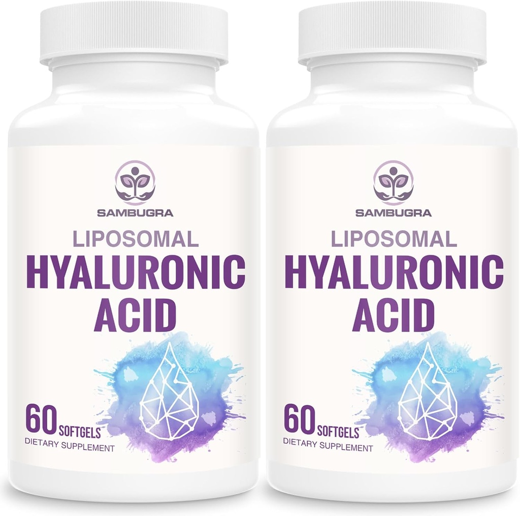 Liposomal Hyaluronic Acid 1000mg, High BioavailabilityHyaluronic Acid Capsules, Dietary Supplement Support Skin and Bones, 120 Capsules (Pack of 2)