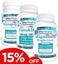 Bio Absorb Serrapeptase Enzyme 60 Caps - Nattokinase Supplement 60 Caps - Magnesium Bisglycinate 260 Caps Bundle