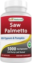 Best Naturals Saw Palmetto 10:1 Extract Prostate Supplements for Men - 120 Capsules - Made with Pygeum Bark 4:1 Extract & Pumpkin Seed Powder