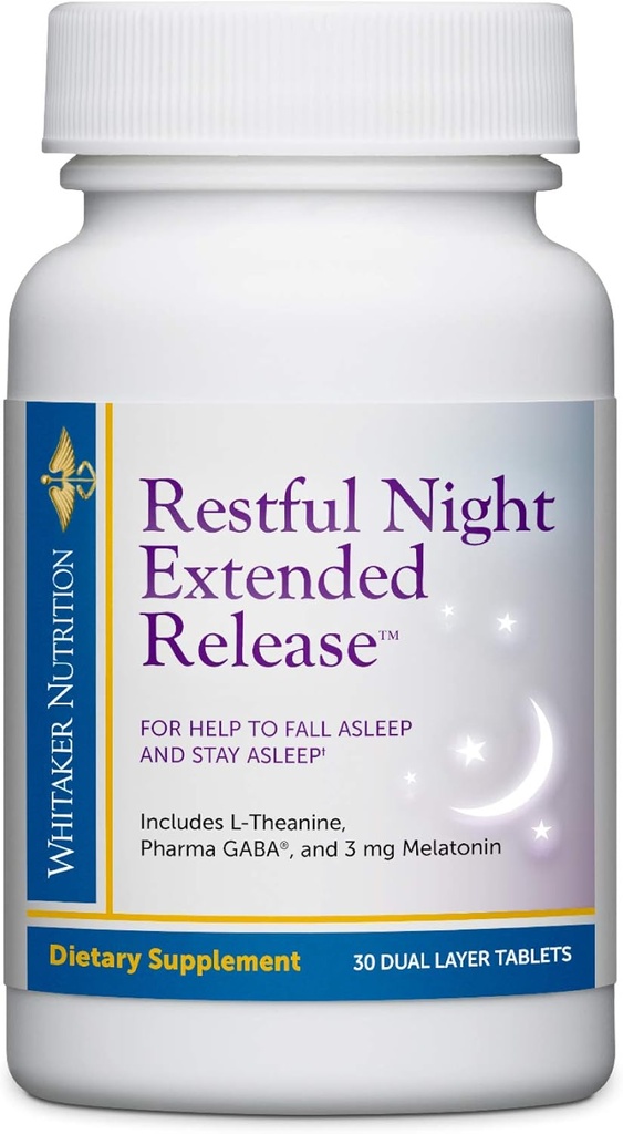 Dr. Whitaker Restful Night Extended Release Melatonin Sleep Aid Helps You Fall Asleep and Stay Asleep Longer with Dual-Layer, Extended Release Technology, 30 Tablets (30-Day Supply)