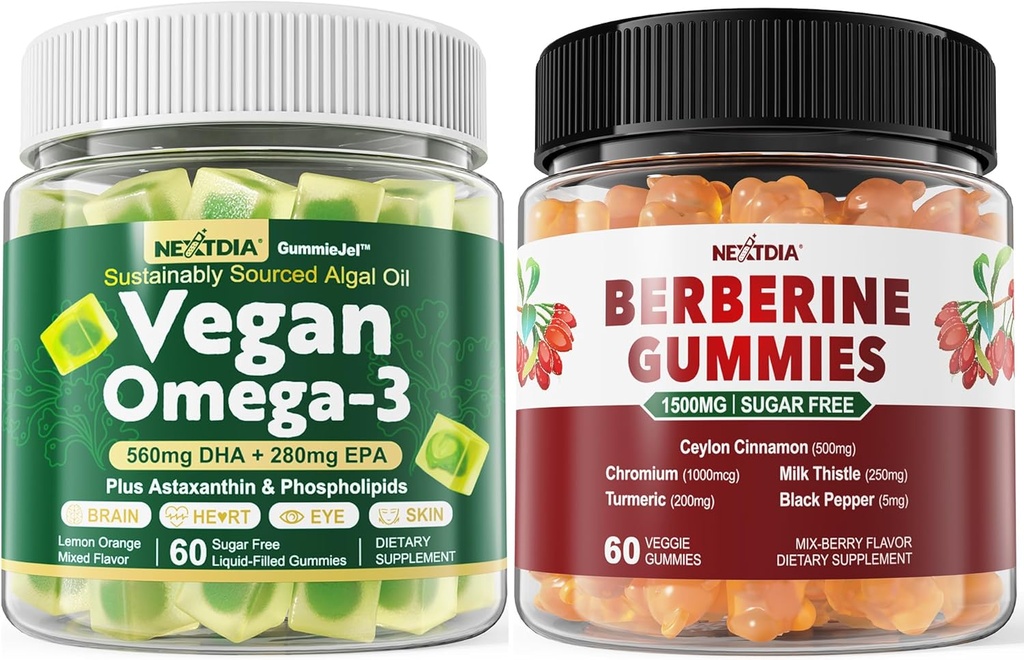 Vegan Omega 3 Gummies Sugar Free + Berberine Supplement