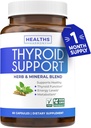 Thyroid Support with Iodine (Non-GMO) Improve Your Energy & Mood - Metabolism Booster Thyroid Health Supplement for Women and for Men - Ashwagandha, Zinc, B12 Complex - 60 Capsules
