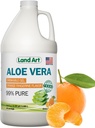 Land Art Pure Aloe Vera Drinkable Gel - Orange Tangerine Flavored - Cold-Processed Inner Filet - from Organic Fresh Leaves from Texas - for Heartburn Relief - Acid Reflux - 64 fl oz