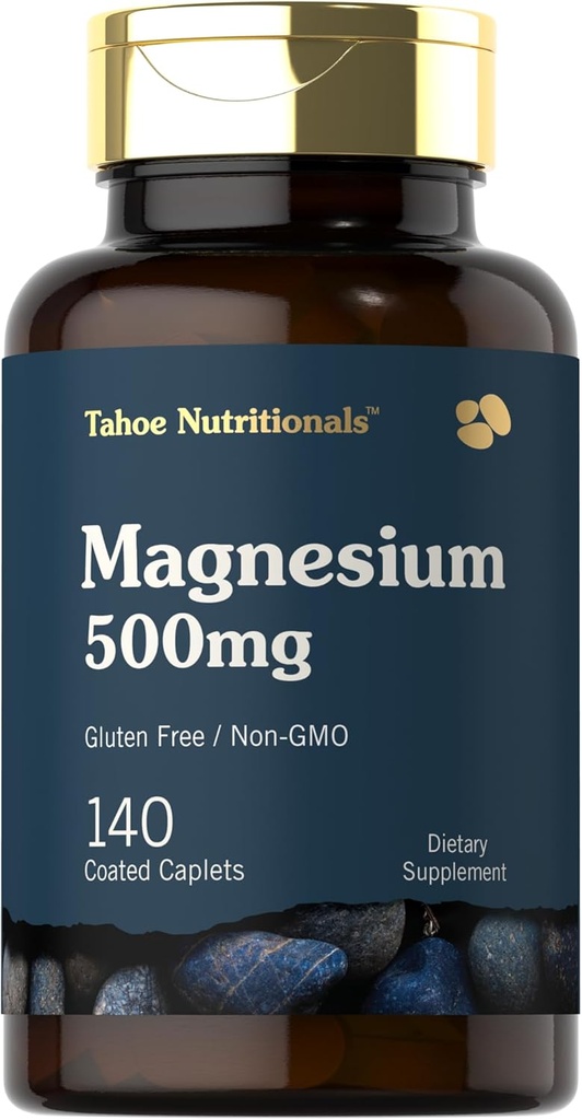 Tahoe Nutritionals Magnesium | 500mg | 140 Coated Caplets | Non-GMO and Gluten Free Supplement