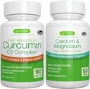 Algae Calcium & Magnesium Complex + High Absorption Curcumin C3 Complex, Vegan Bundle for Bones, Joints & Recovery from Exercise, by Igennus