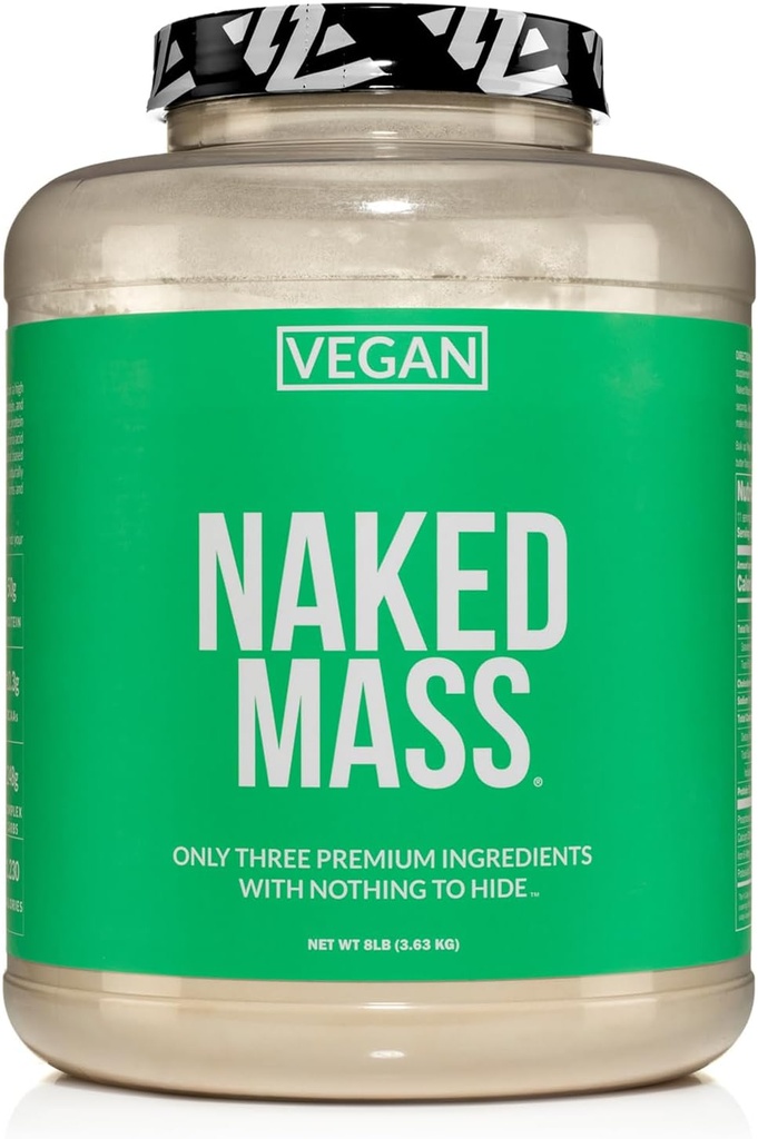NAKED Vegan Mass - Natural Vegan Weight Gainer Protein Powder - 1,230 Calories, Non-GMO, Soy & Gluten Free, No Artificial Ingredients - 8LB Bulk - 11 Servings