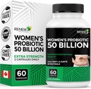RENEW ACTIVES Probiotics for Women 50 Billion CFU per 2 Capsules – MAKTREK Technology, 4 Probiotic Strains & Prebiotic Blend– Supports Digestion Health & Gut Flora Balance– Made in Canada– 60 Capsules