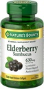 Nature's Bounty Sambucus Elderberry Herbal Supplement, Rapid Release Softgels, 630 mg per Serving, 120 Count