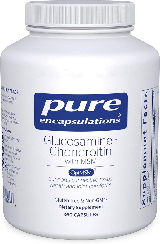 Pure Encapsulations Glucosamine Chondroitin with MSM - Supports Joint Health & Normal Cartilage Formation* - Maintains Enzyme Activity - Gluten-Free & Non-GMO - 360 Capsules