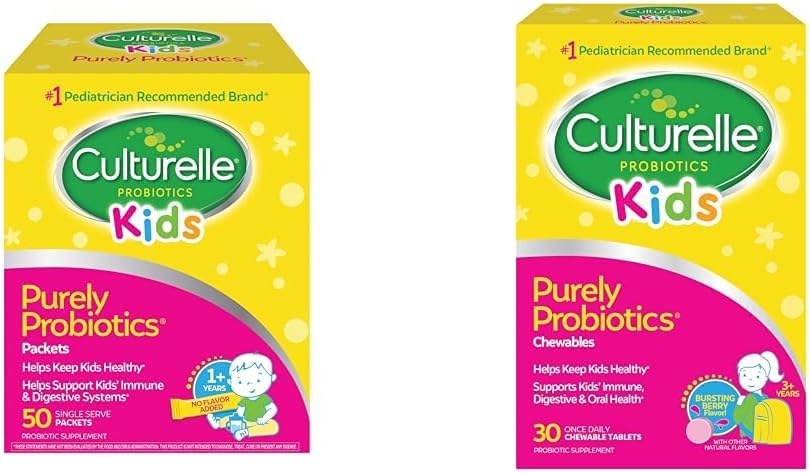 Culturelle Kids Purely Probiotics Packets Daily Supplement & Kids Chewable Daily Probiotic for Kids