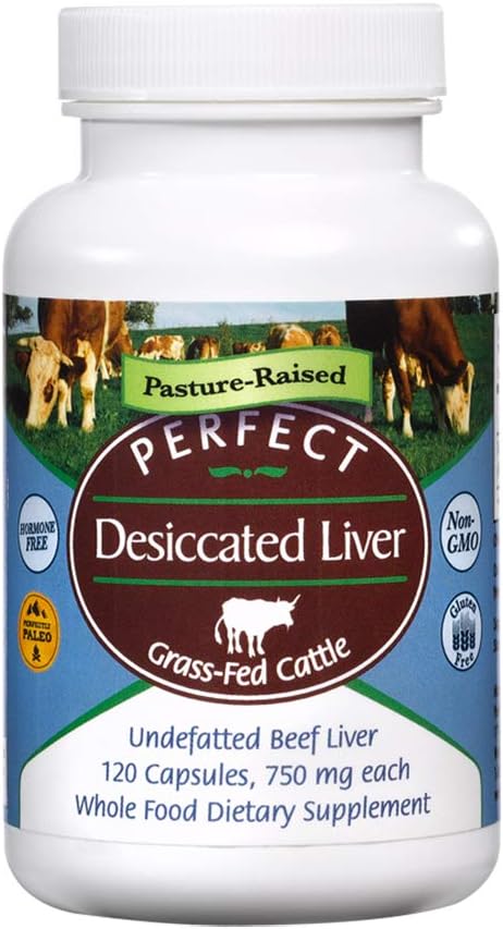 Perfect Supplements – Perfect Desiccated Liver – 120 Capsules – Undefatted Beef Liver – Natural Source of Protein, Iron, Vitamins A & B – 3 Pack