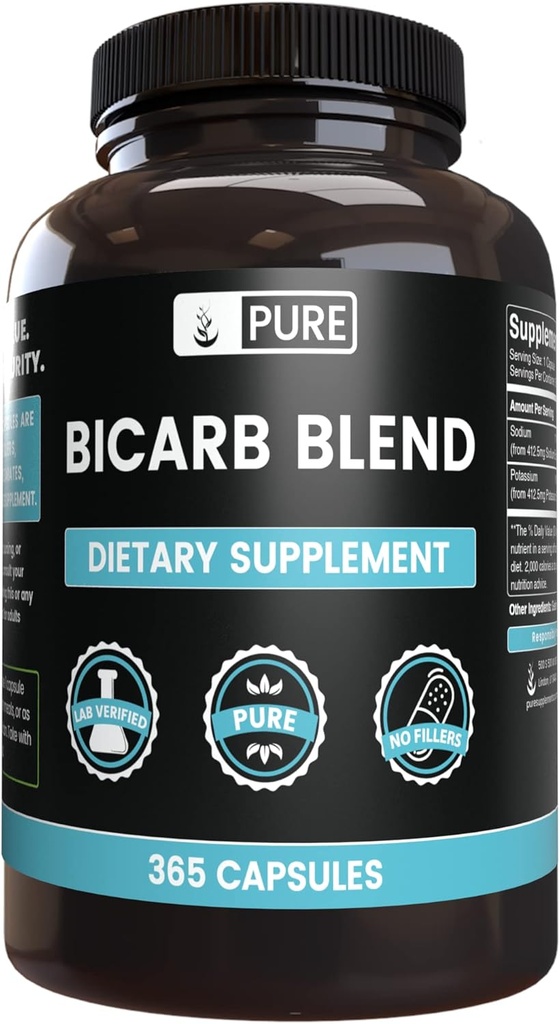 PURE ORIGINAL INGREDIENTS Bicarb Blend (365 Capsules) No Magnesium Or Rice Fillers, Always Pure, Lab Verified