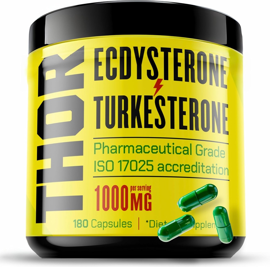 Turkesterone + Ecdysterone | Anabolic Supplement (3 Months - 180 Caps) Olympic Grade Testing - ISO 17025 Certification |1000mg - 98%-95% Purity with Lab Synthesized Cyclodextrin | Beta Ecdisterona