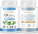 Calcium D-Glucarate with 200mg DIM Supplement for Enhanced Estrogen Balance for Women | Vegan Gluten Free CDG Supplement for Women (90 Servings) with Diindolylmethane Capsules (60 Servings)