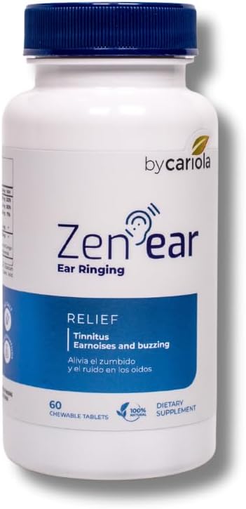 Zen Ear Tinnitus Relief for Ringing Ears - Chewable Ear Health Herbal Supplement with Magnesium, Zinc, B Complex, Bioflavonoids - Reduce Noise & Promote Clarity - 60 Tablets (30 Servings)