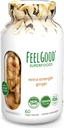 FeelGood Superfoods 1000mg Extra-Strength Ginger Root Capsules, Vegan Digestion Supplement Support for Gas and Bloating, 60 Count