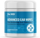 Pet MD Cat and Dog Ear Cleaner Wipes - Advanced Otic Veterinary Ear Cleaner Formula - Dog Ear Infection Treatment - 100 Count