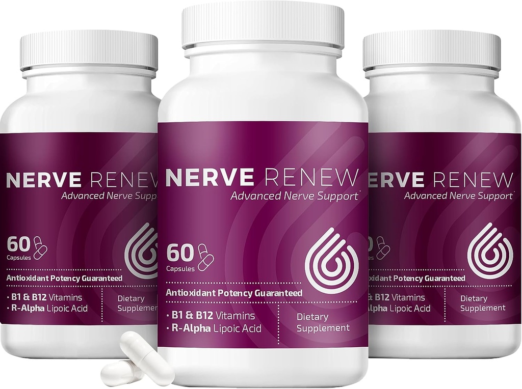 NERVE RENEW Advanced Nerve Support - 300mg Stabilized R-Alpha Lipoic Acid, Vitamin B Complex, Benfotiamine, Herbs for Fast-Acting Support