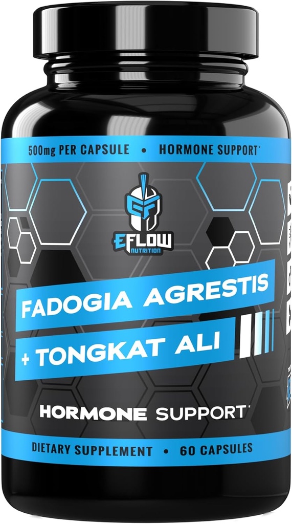 eFlow Nutrition Fadogia Agrestis + Tongkat Ali - [2-in-1] Natural Performance Supplement for Health and Wellness - Hormone, Energy, & Mood Support - Extract Powder (60 Capsules)