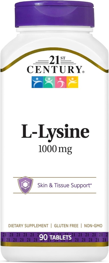 21st Century Healthcare L-Lysine 1000 mg, 90 Count Tablets