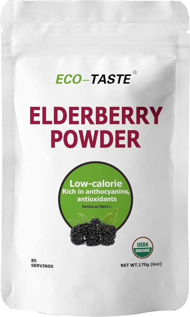 ECO-TASTE Elderberry Juice Powder, Supports Healthy Immune System, Non GMO and Vegan Friendly, 170g