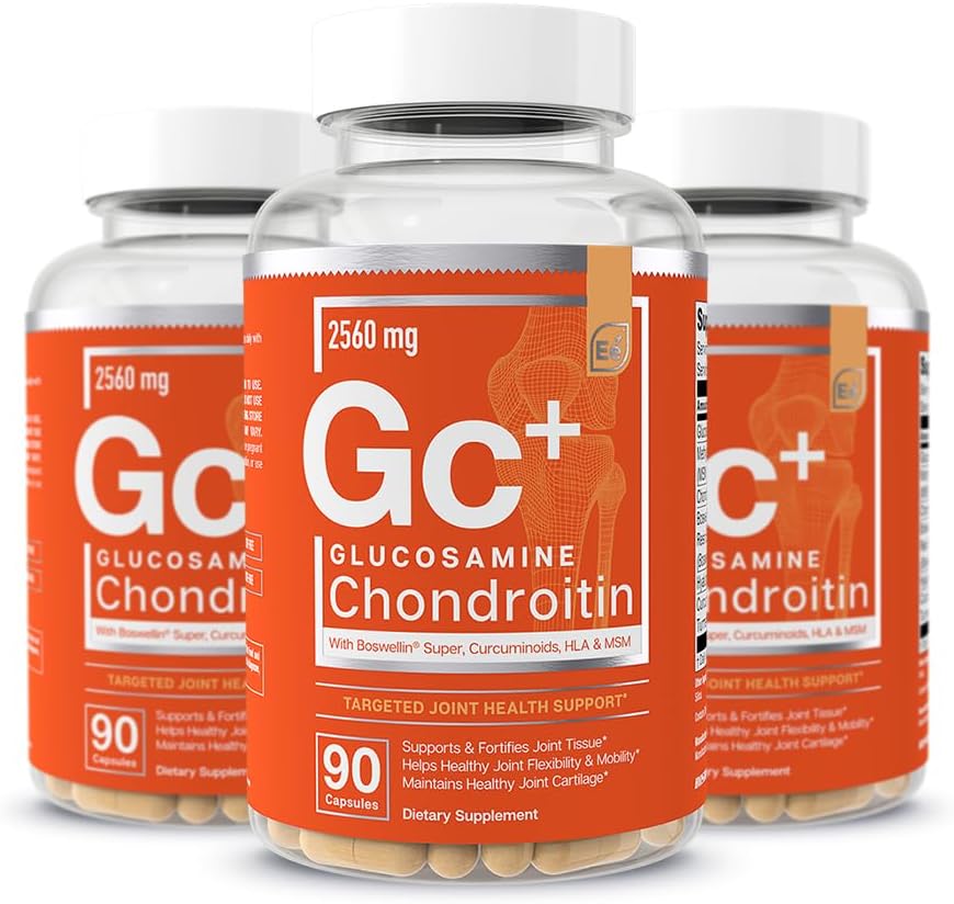 Essential Elements Glucosamine Chondroitin - Joint Support Antioxidant Supplement for Flexibility - MSM, Boswellia Serrata, Hyaluronic Acid Supplement - 270 Count - 90 Servings