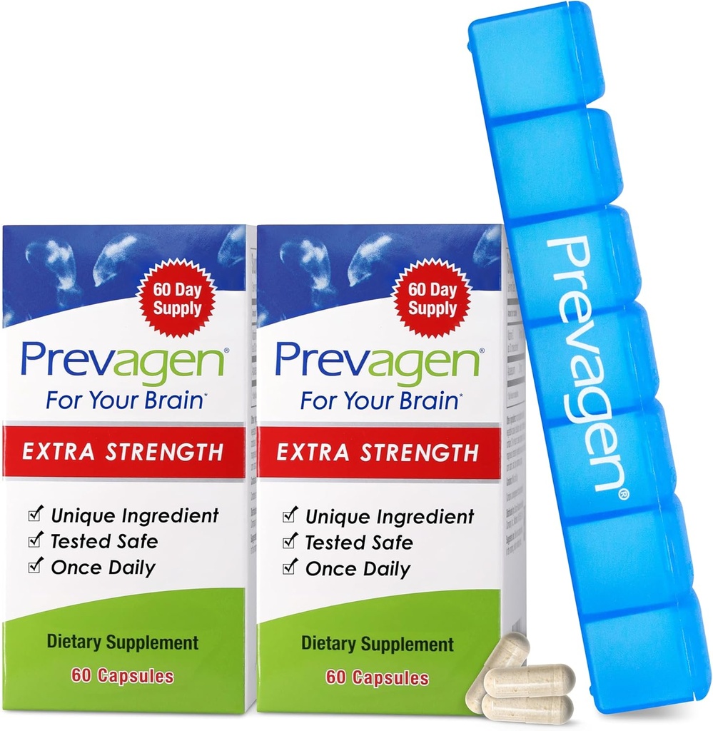 Prevagen Extra Stregnth - 120 Capsules (4 Month Supply) | Formulated for Your Brain | 20mg of Apoaequorin Plus Vitamin D3 with 7-Day Pill Minder