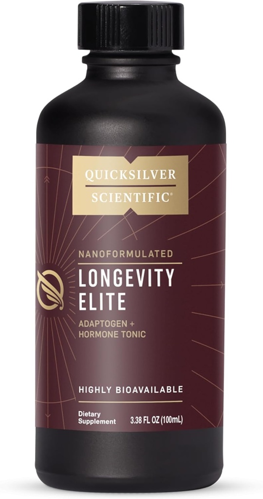 Quicksilver Scientific Longevity Elite - Liposomal Adaptogen + Pregnenolone Tonic - Herbal Supplements Designed for Age Optimization Support While Targeting AMPK, Sirtuins + Telomeres (100ml)