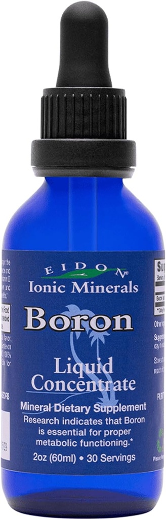 Eidon Liquid Boron Drops - Ionic Mineral Boron Supplement, Essential Element to Support Brain Health, Bioavailable, No Preservatives or Additives - 2 oz