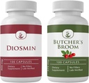 PURE ORIGINAL INGREDIENTS Diosmin and Butcher's Broom Bundle, 100 Capsules Each, Always Pure, No Additives or Fillers