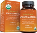 Organic Ashwagandha Supplement with Black Pepper - Includes 2250 mg Ashwagandha Root Powder & Organic Black Pepper for Superior Absorption (90 Tablets), Antioxidant & Immune Support