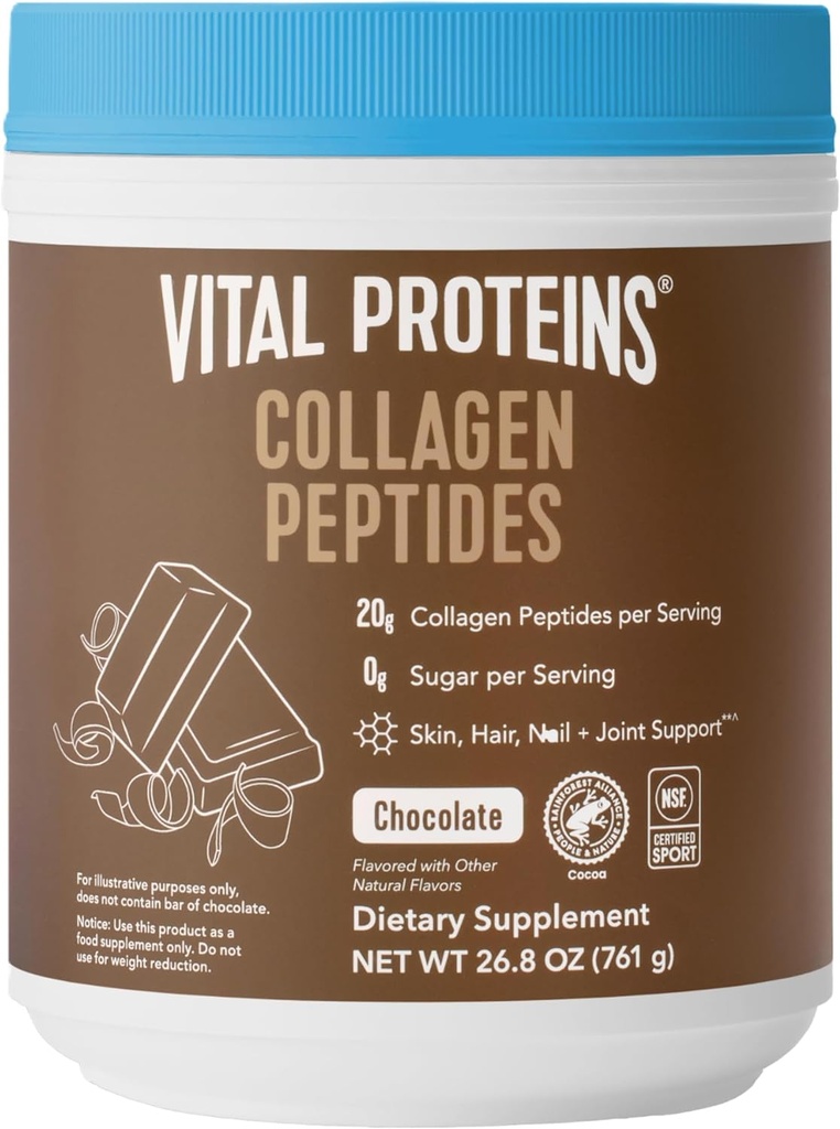 Vital Proteins Collagen Peptides Powder Supplement, Hydrolyzed Collagen for Skin, Hair, Nails & Joints, Chocolate, 28 Servings